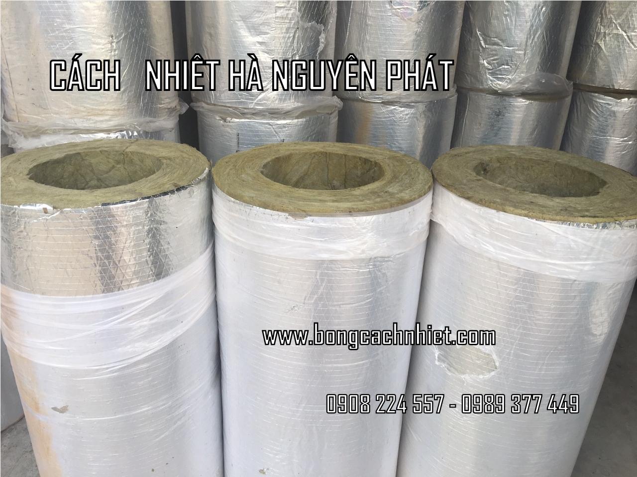 BẢO ÔN ỐNG  ROCKWOOL DÀY 100MM CÓ BẠC